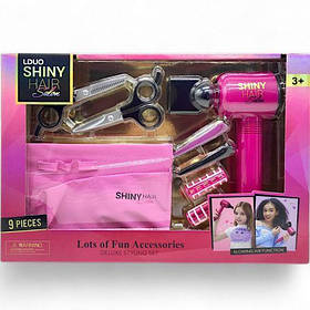 Ігровий набір перукаря (функціональний фен, насадка, ножиці, заколки, бігуді, накладна кишеня) [tsi251858-TSI]