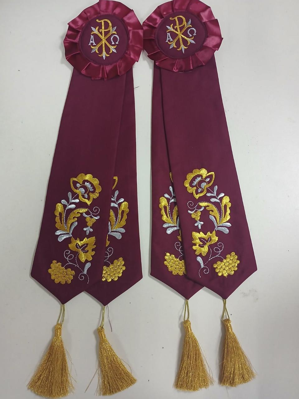 Церковні стрічки з вишивкою, тканина габардин. Розмір 50×11 см.