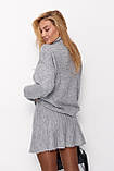 Теплий костюм зі спідницею-гофре — світло-сірий колір, S (є розміри), фото 2