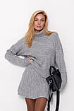 Теплий костюм зі спідницею-гофре — світло-сірий колір, S (є розміри), фото 3