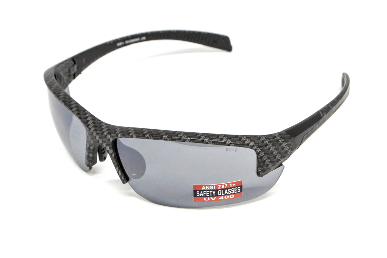 Окуляри захисні Global Vision Hercules-7 Carbon (flash mirror), дзеркальні сірі в графітовій оправі, фото 1