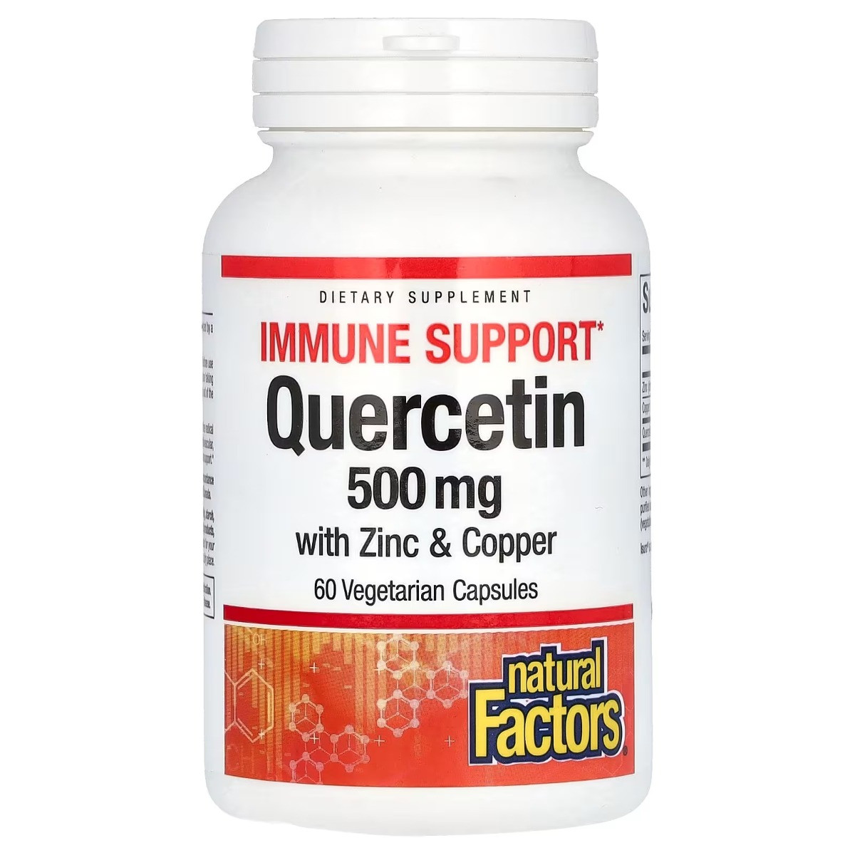 Кверцитин з цинком та міддю, 500 мг, Quercetin with Zinc & Copper, Natural Factors, 60 вегетаріанських капсул