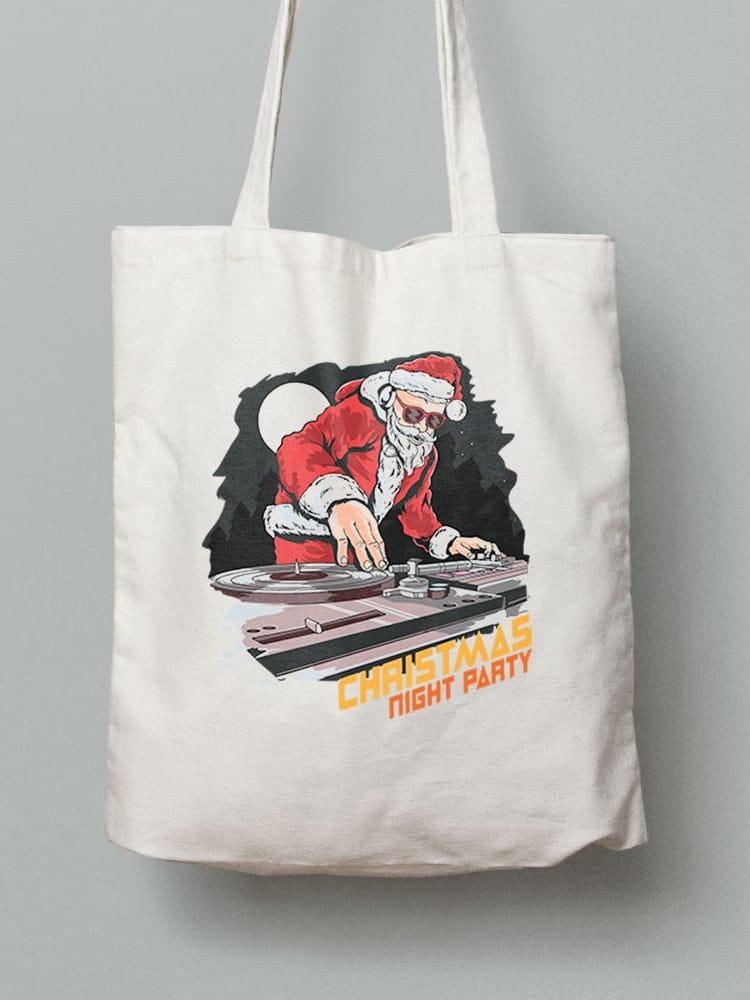 Екосумка шопер з бавовни 38х40см з новорічним принтом Christmas night party (Різдвяна вечірка) - 2102, фото 1