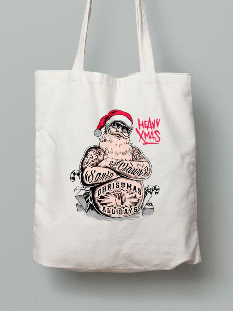 Екосумка шопер з бавовни 38х40см з принтом Heavy Christmas (Потужне Різдво) (2104), фото 1