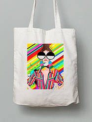 Екосумка шопер з бавовни 38х40см з принтом Fashion (Мода) - 0129