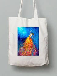 Екосумка шопер з бавовни 38х40см з принтом Girl in flight (Дівчина в польоті) - 0133