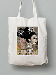 Екосумка шопер з бавовни 38х40см з принтом Гейша - 210231010
