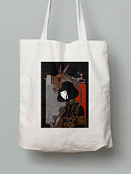 Екосумка шопер з бавовни 38х40см з принтом Гейша - 210231014