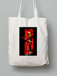 Екосумка шопер з бавовни 38х40см з принтом Дівчина самурай - 210231018