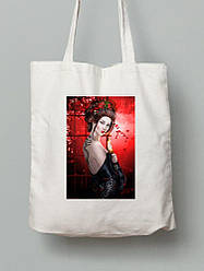 Екосумка шопер з бавовни 38х40см з принтом Гейша - 210231029