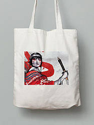 Екосумка шопер з бавовни 38х40см з принтом Дівчина самурай - 210231032