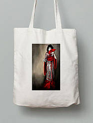 Екосумка шопер з бавовни 38х40см з принтом Гейша - 210231034