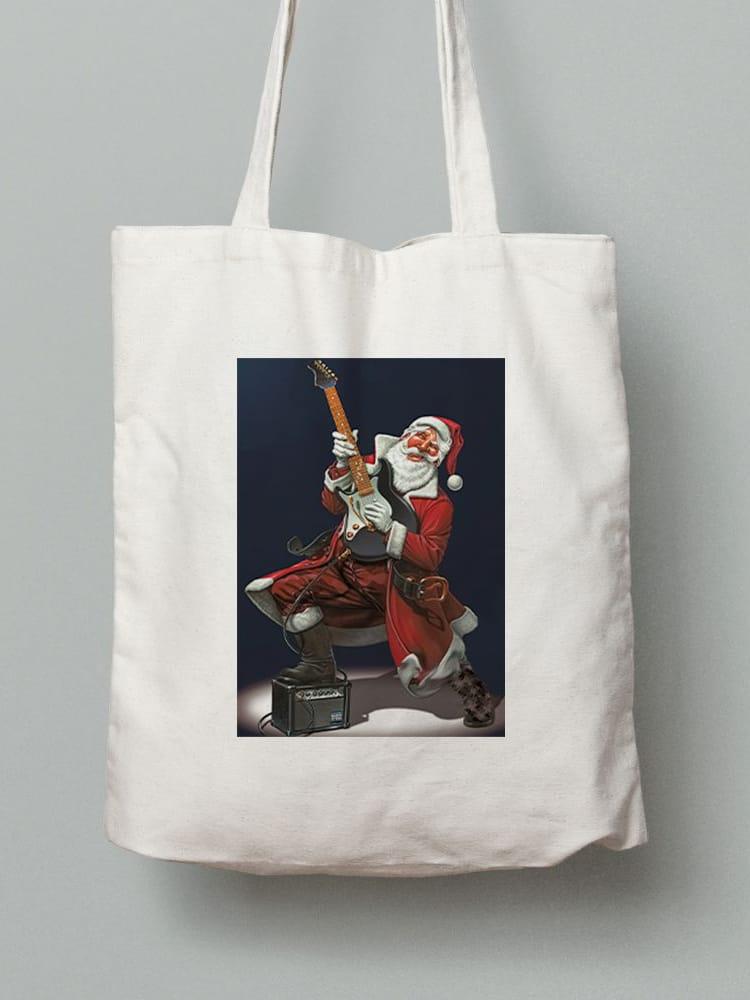 Екосумка шопер з бавовни 38х40см з принтом Санта рок гітарист - 211201, фото 1