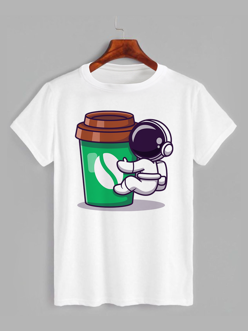 Футболка з принтом Космонавт і стаканчик (0811), фото 1