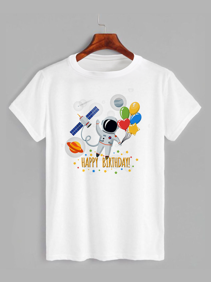 Футболка з принтом З Днем нарождения Космонавт (0810), фото 1