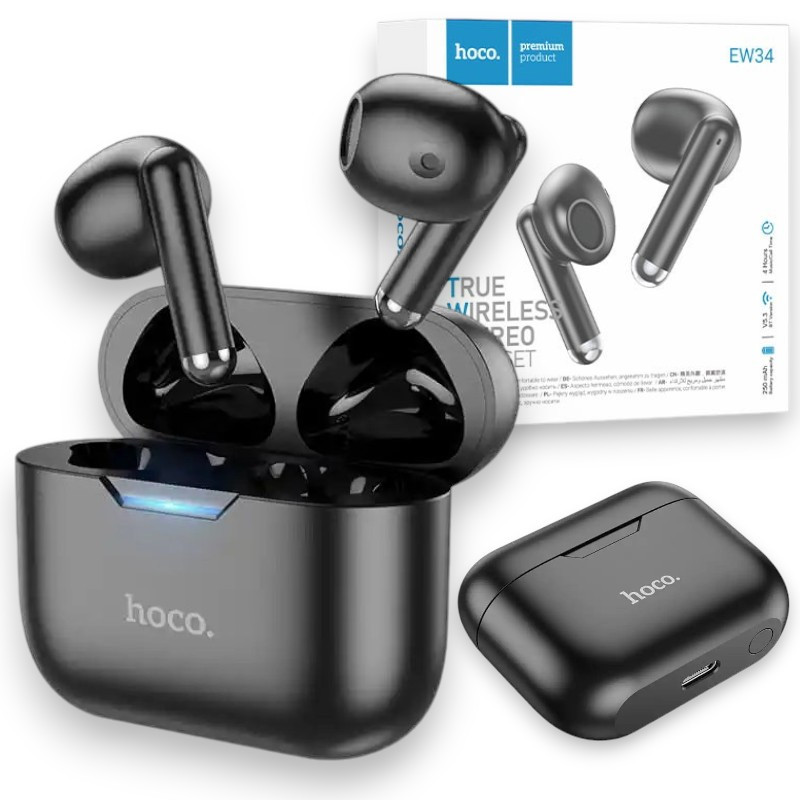 Бездротові сенсорні навушники AirPods Hoco EW34 Бездротова Bluetooth гарнітура для телефона, чорні