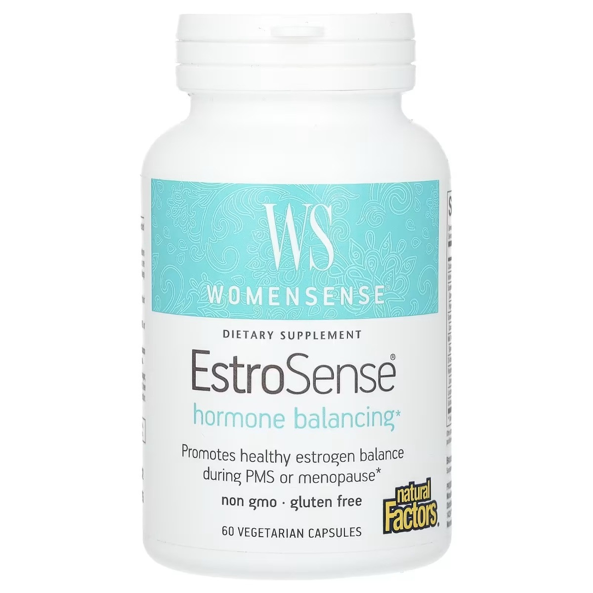 Гормональний баланс, WomenSense, EstroSense, Hormone Balancing, Natural Factors, 60 вегетаріанських капсул, фото 1