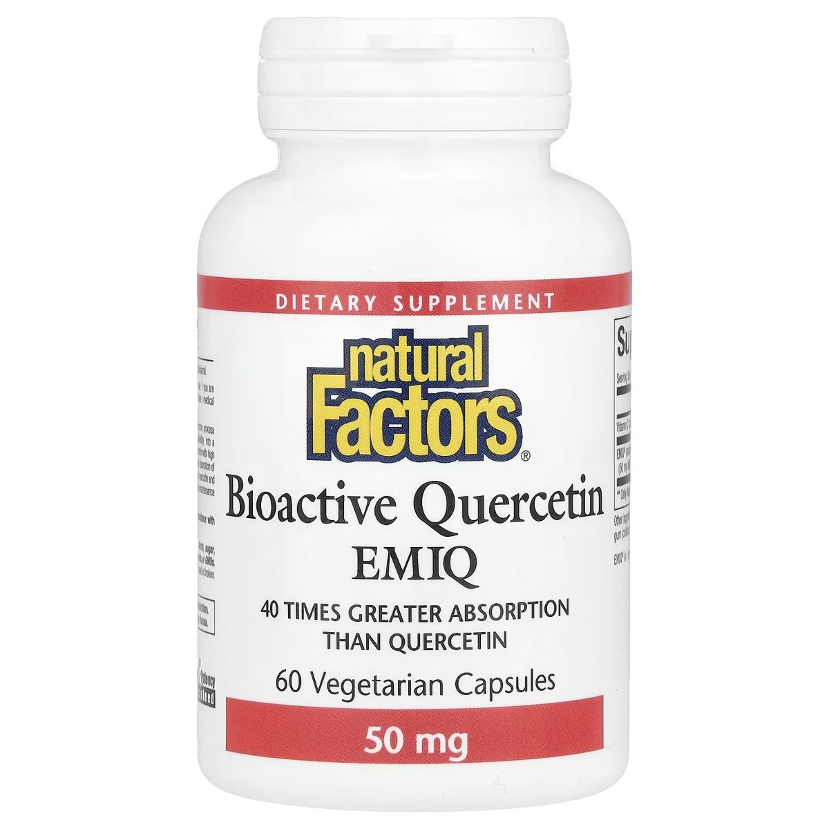 Кверцетин біоактивний високопоглинальний, 50 мг, Bioactive Quercetin EMIQ, Natural Factors, 60 вегетаріанських