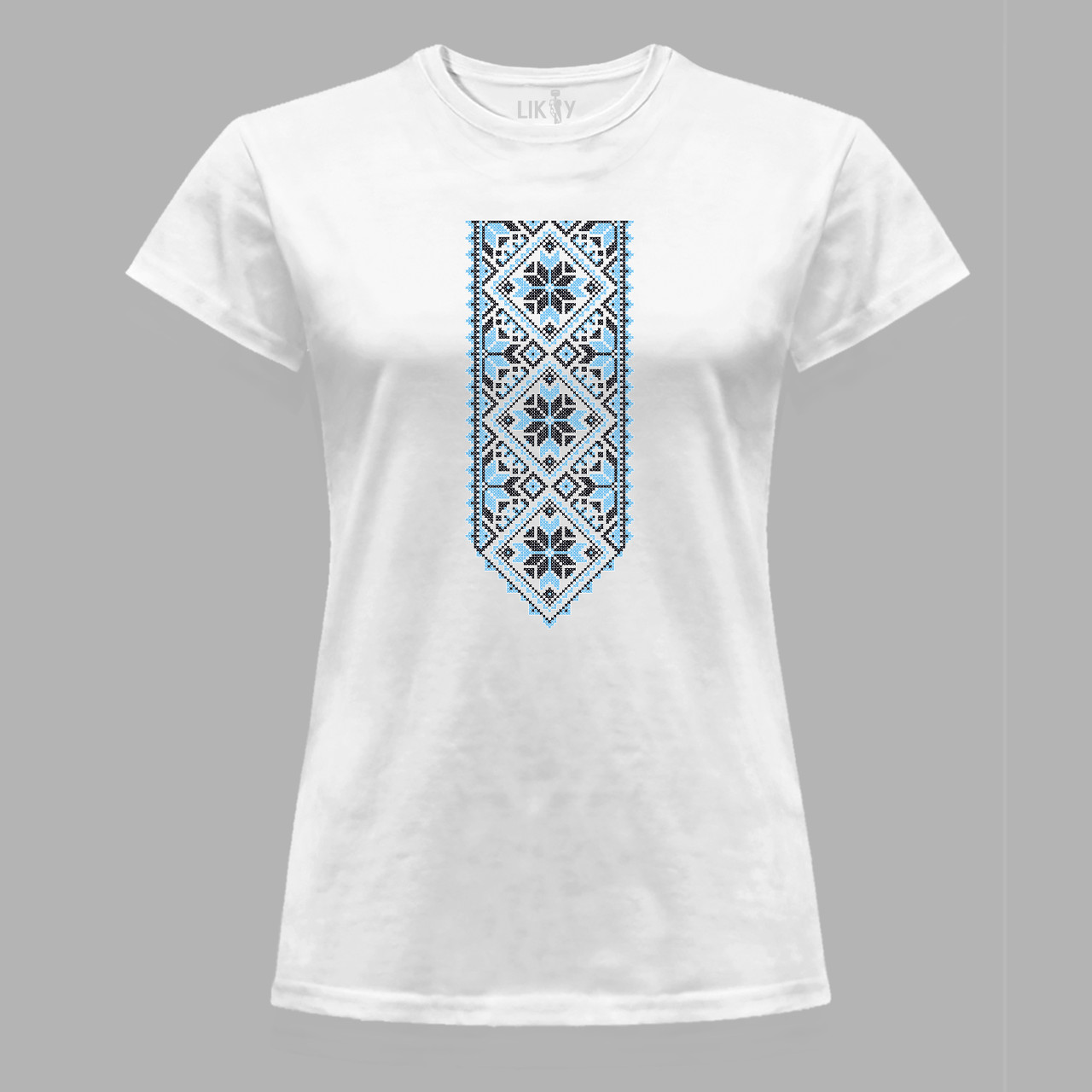 Футболка жіноча з патріотичним принтом "Вишиванка хрестик в квадрат" (011103), фото 1