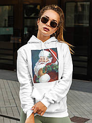 Толстовка жіноча худі з новорічним принтом Santa Claus (Санта Клаус) - 2111