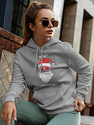 Толстовка жіноча худі з новорічним принтом Santa Clause Hipster (Санта Клаус Хіпстер) - 2112