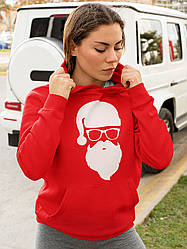 Толстовка жіноча худі з новорічним принтом Hipster Santa (Хіпстер Санта) - 2105