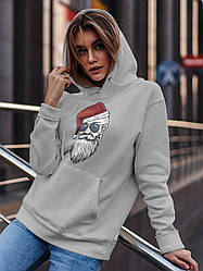 Толстовка жіноча худі з новорічним принтом Санта хіпстер - 211205