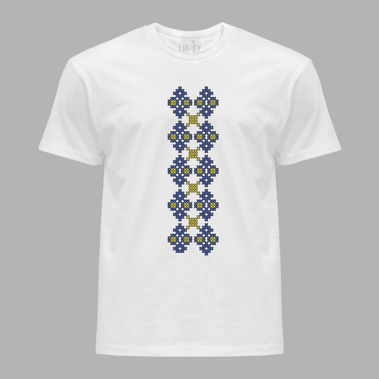 Футболка чоловіча з патріотичним принтом "Жовто-блакитна українська вишиванка" (011113), фото 1