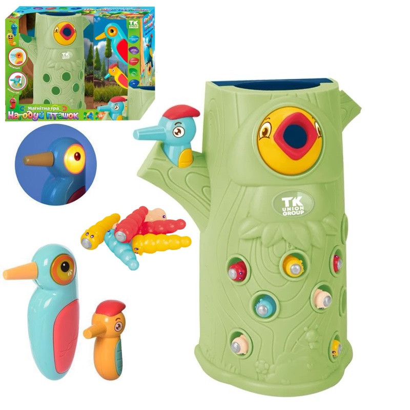 Магнітна гра "Погодуй птенчика" (черв'ячки, дупло) арт. 75583, фото 1