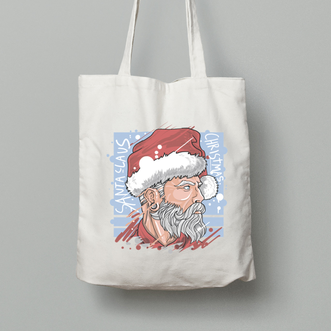 Екосумка шопер з бавовни 38х40см з новорічним принтом "Брутальний Санта" (0211305), фото 1