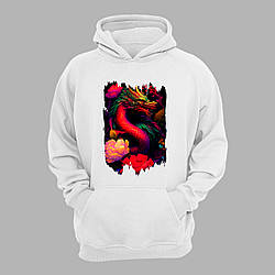 Худі з принтом "Червоний дракон з квітами" (231003)