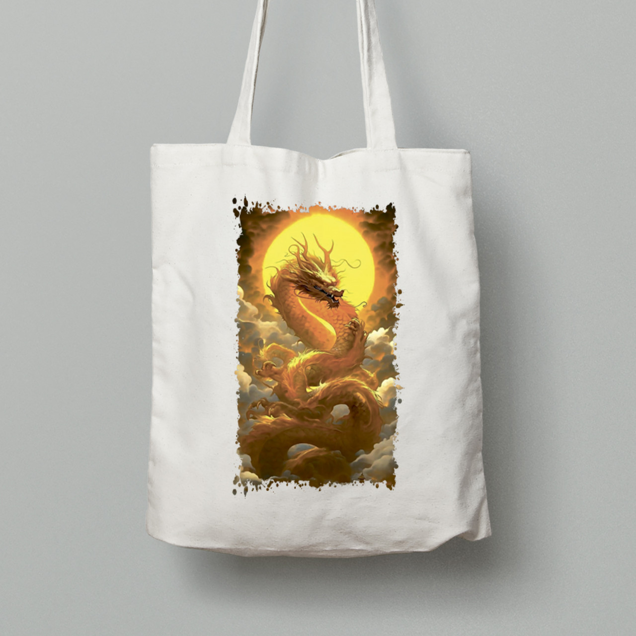 Екосумка шопер з бавовни 38х40см з принтом "Сонячний дракон у хмарах" (231004), фото 1