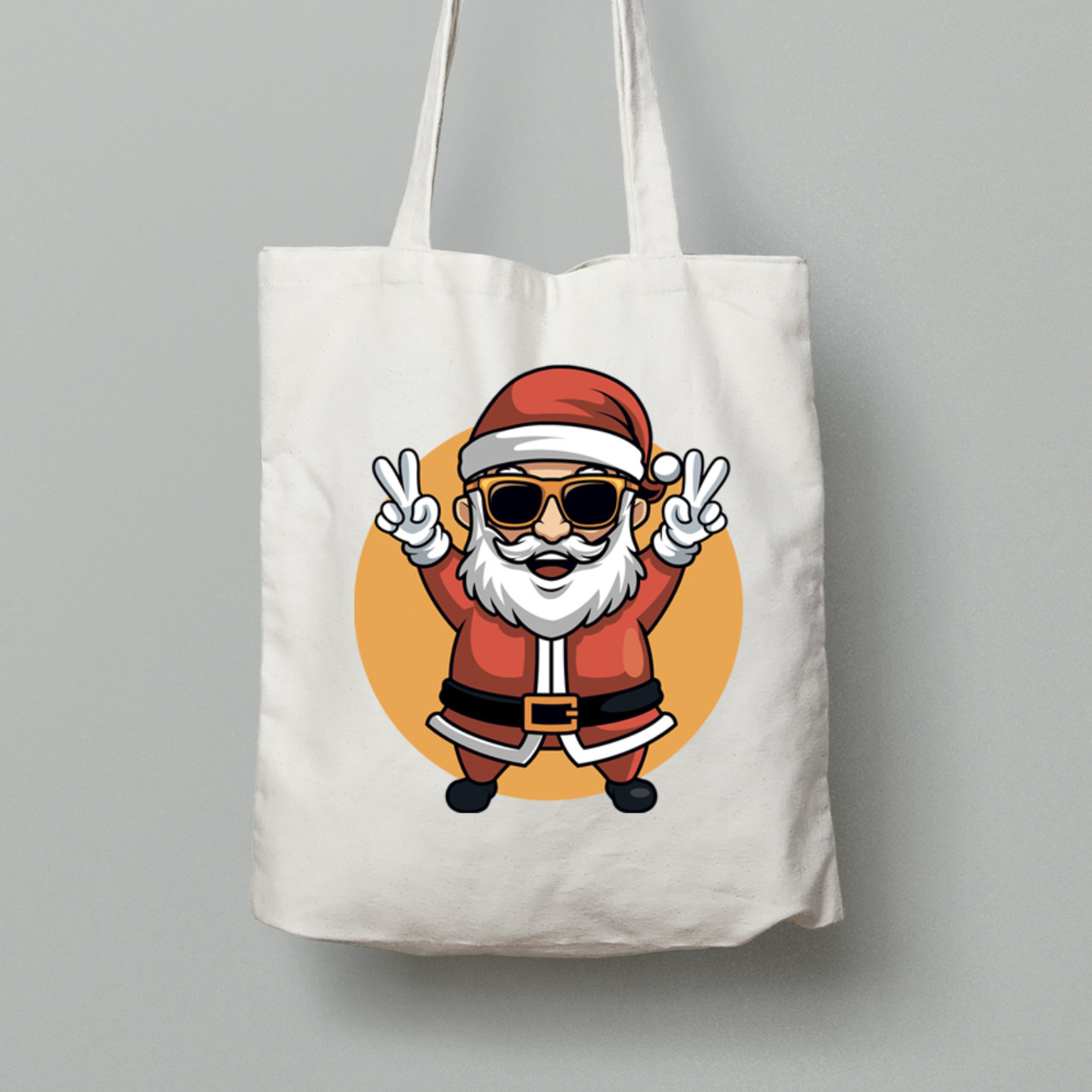 Екосумка шопер з бавовни 38х40см з новорічним принтом "Йо, Санта, Мир" (0211314), фото 1