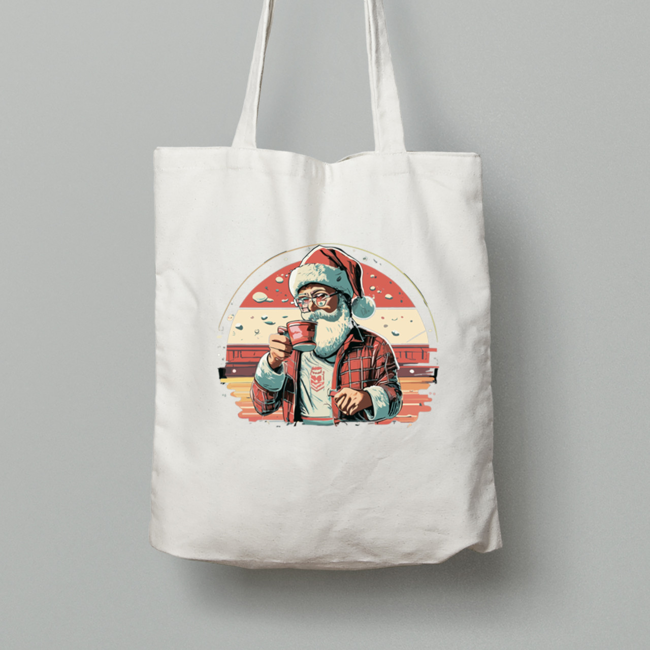 Екосумка шопер з бавовни 38х40см з новорічним принтом "Доброго ранку, Санта" (0211315), фото 1