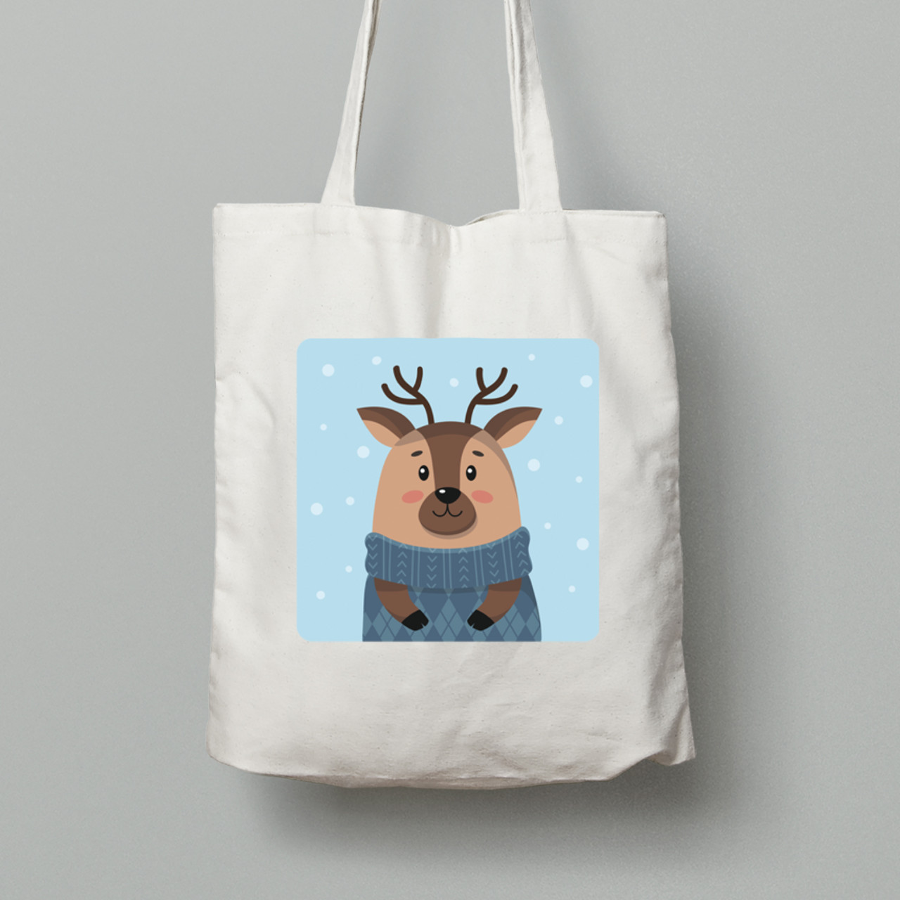 Екосумка шопер з бавовни 38х40см з новорічним принтом "Зимовий олень" (0211322), фото 1