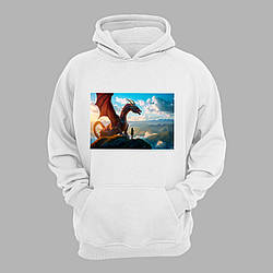 Худі з принтом "Дівчина з драконом на вершині в піднебессі" (231010)