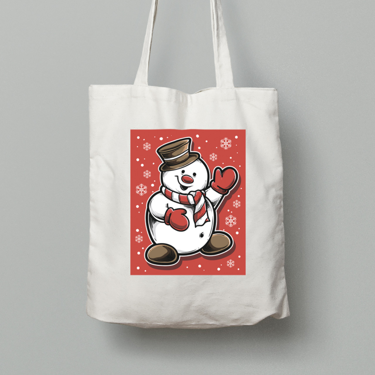 Екосумка шопер з бавовни 38х40см з новорічним принтом "Привіт Сніговик" (0211324), фото 1
