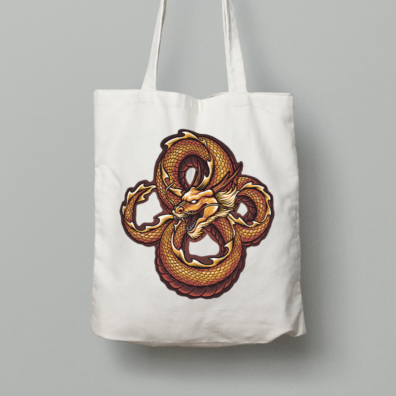 Екосумка шопер з бавовни 38х40см з принтом "Нескінченний дракон" (231013), фото 1