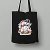 Екосумка шопер з бавовни 38х40см з новорічним принтом "Сім'я різдвяних сніговиків" (0211353), фото 2