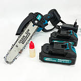 Ручна пилка з шиною, Легка акумуляторна пилка для обрізання гілок, Міні ланцюгова пилка, фото 8