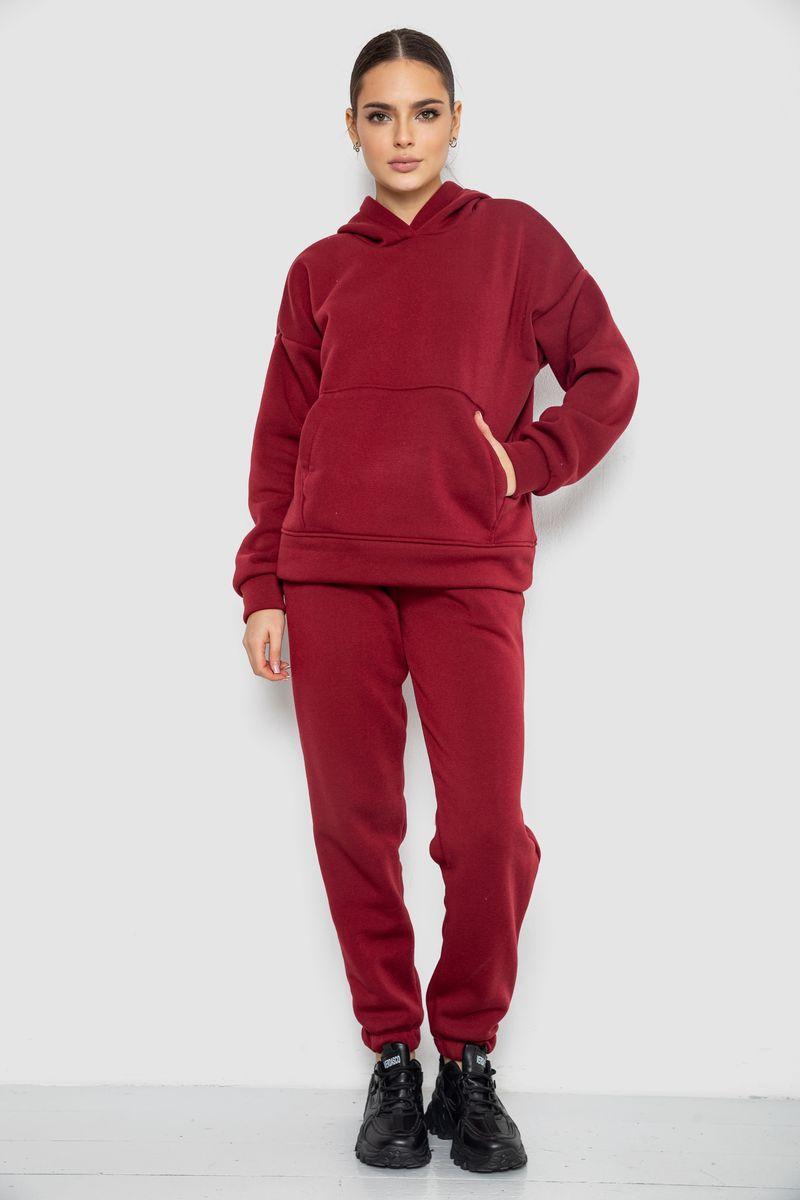 Спортивний костюм жіночий на флісі, колір бордовий, 177R055, фото 1