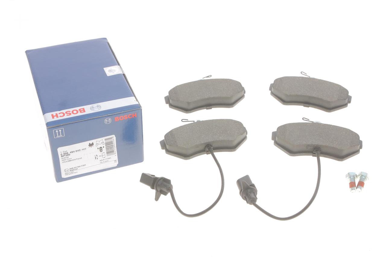 Колодки гальмівні передні Audi A4 94-08 Seat Exeo 08-13 VW Passat B5 96-00 +датчики  0 986 494 042