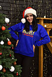 Утеплений новорічний світшот жіночий на флісі світшот з новорічним принтом практичний світшот великі розміри, фото 5