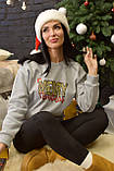 Утеплений новорічний світшот жіночий на флісі світшот з новорічним принтом практичний світшот великі розміри, фото 7