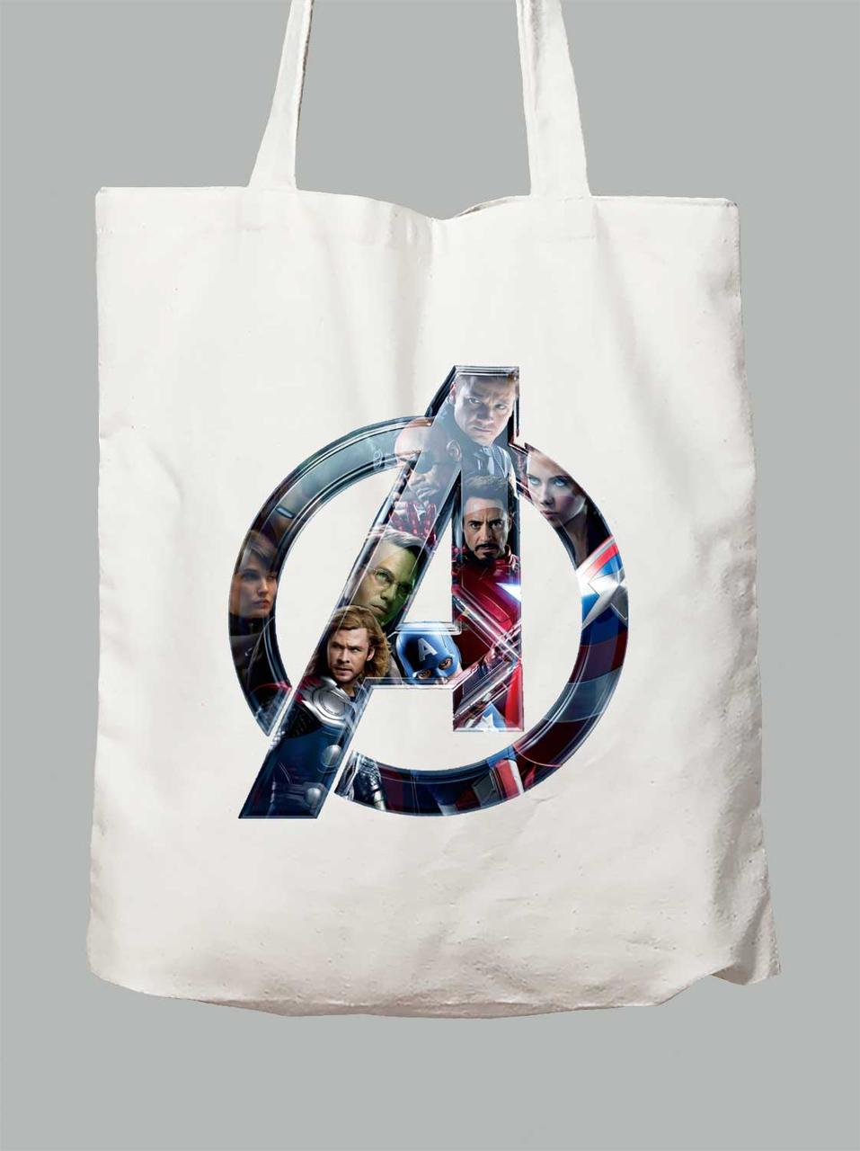 Екосумка Месники лого з героями — Avengers logo with heroes, 24010643