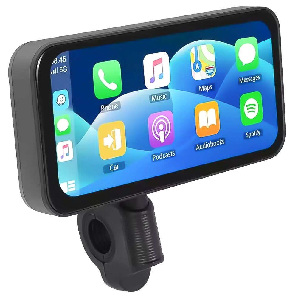 Мультимедійний монітор для мотоцикла Podofo A3659, з Bluetooth, Wi-Fi, Apple CarPlay\Android Auto, GPS, 6,25", чорний