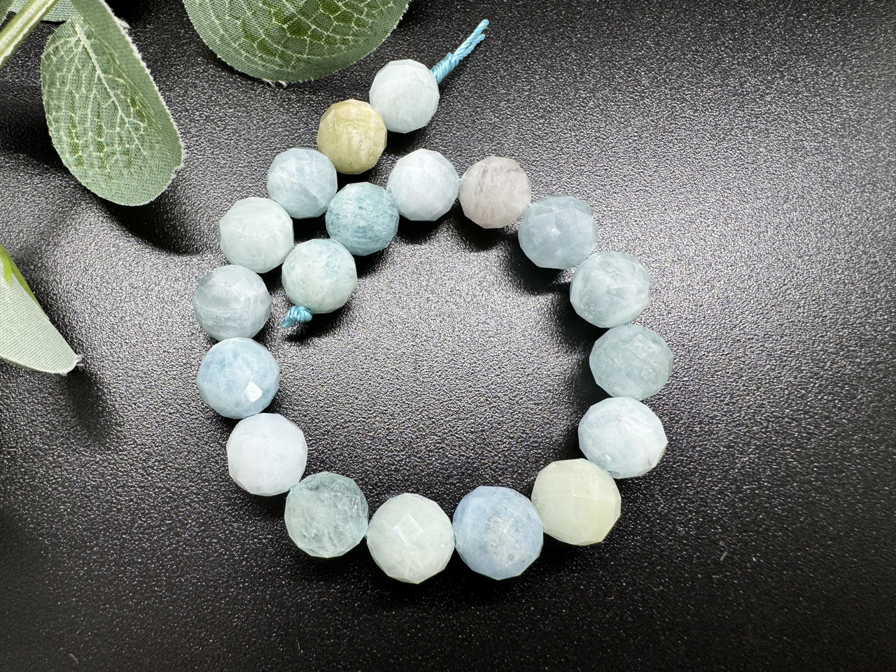 Аквамарин світлий 10 мм, гранований, 19 шт./нитка, фото 1