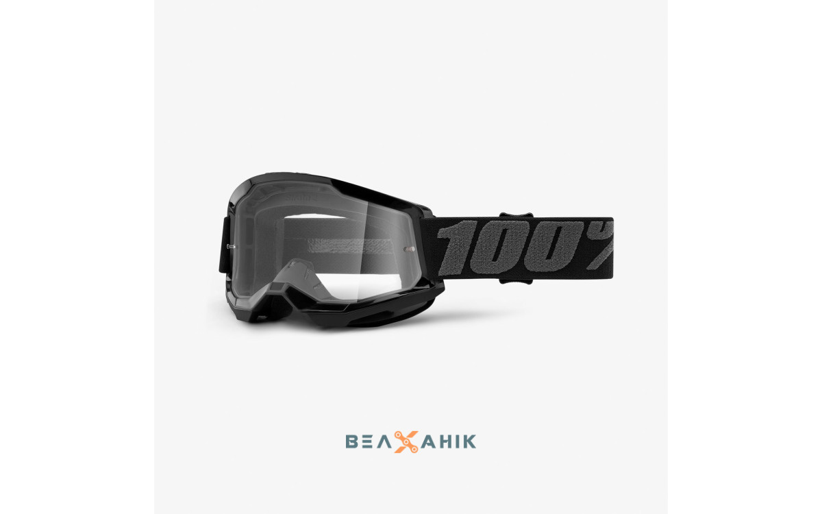 Окуляри кросові підліткові 100% STRATA II Youth Goggle Black Clear Lens, фото 1