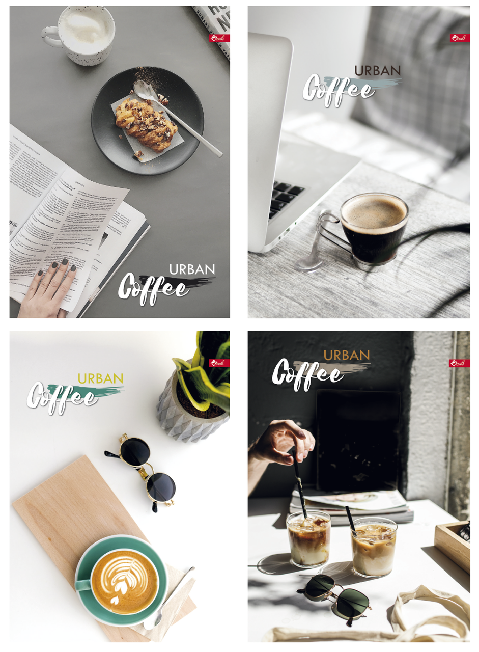 Блокнот А4 144 арк тв палітурка клітинка Кава асорті, фото 1