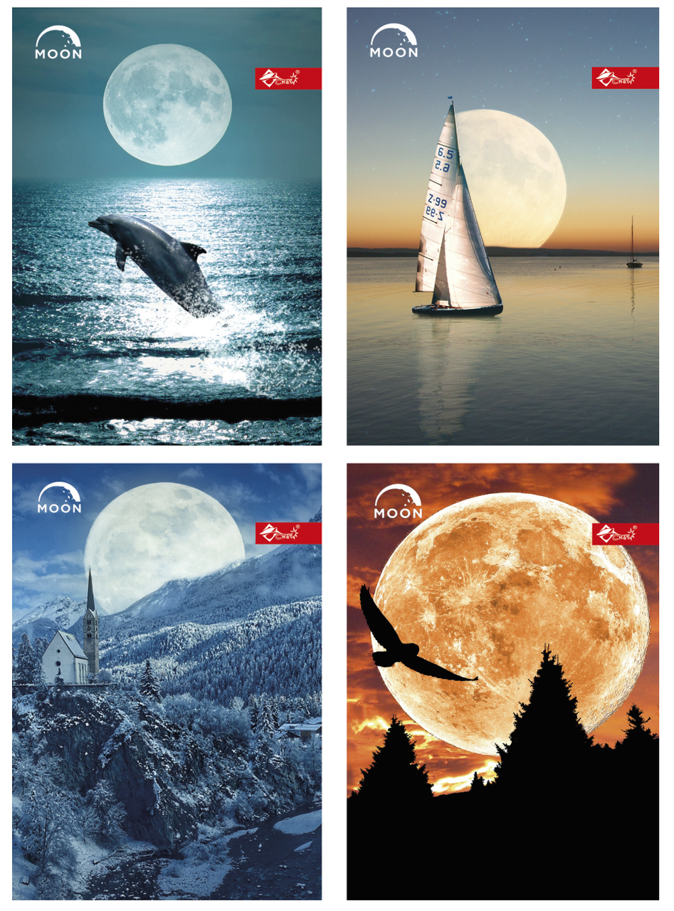 Блокнот А6 64 арк тв палітурка клітинка мат лам УФ лак Місяць асорті, фото 1